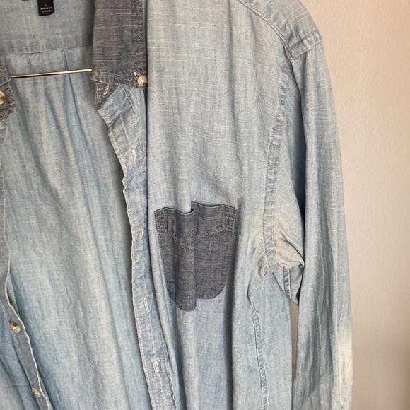 Jcrew Chambray Shirt. Worn well. Size Large. - Picture 3 of 3
